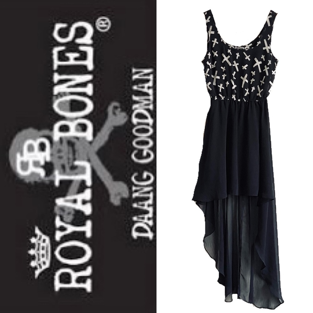 Royal Bones by Daang Tripp NYC Hi Lo Sleeveless Flowy Black Dress